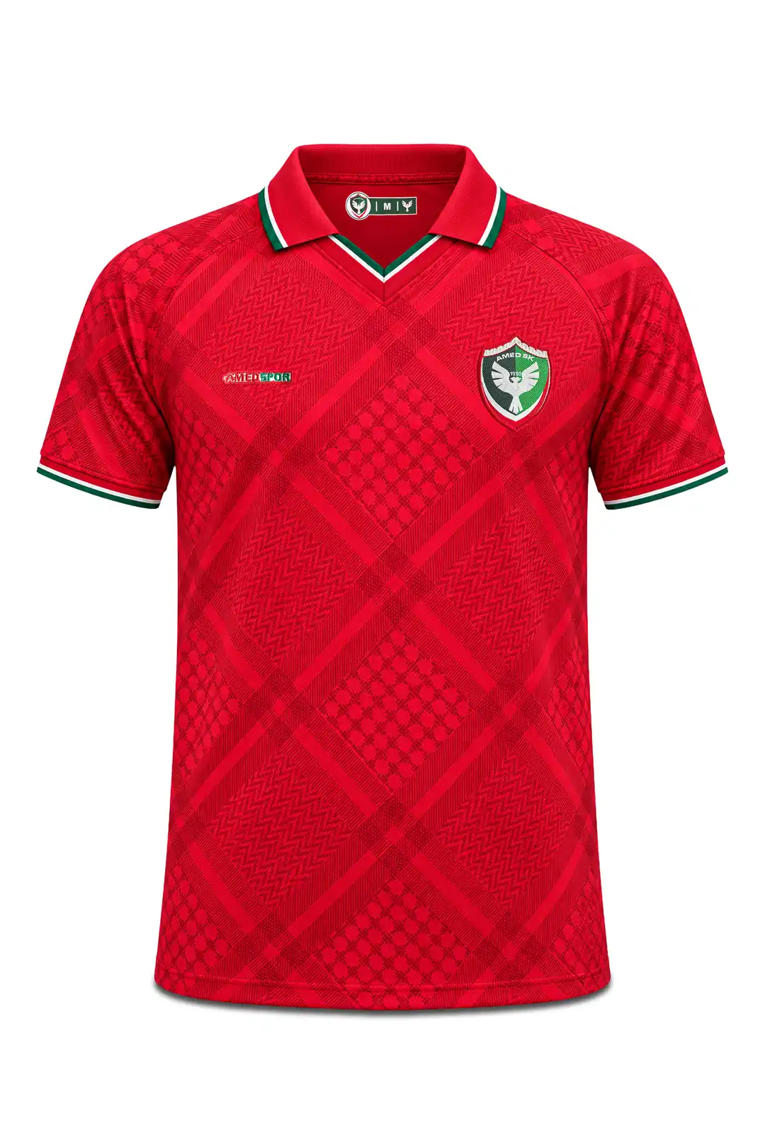 Ürün görseli: 2026/27 AMEDSPOR PUŞİ DESENLİ POLO YAKA FORMA - KIRMIZI